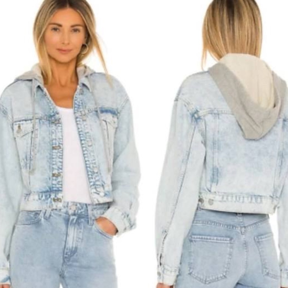 Free People Brando Hooded Cropped Denim Jacket